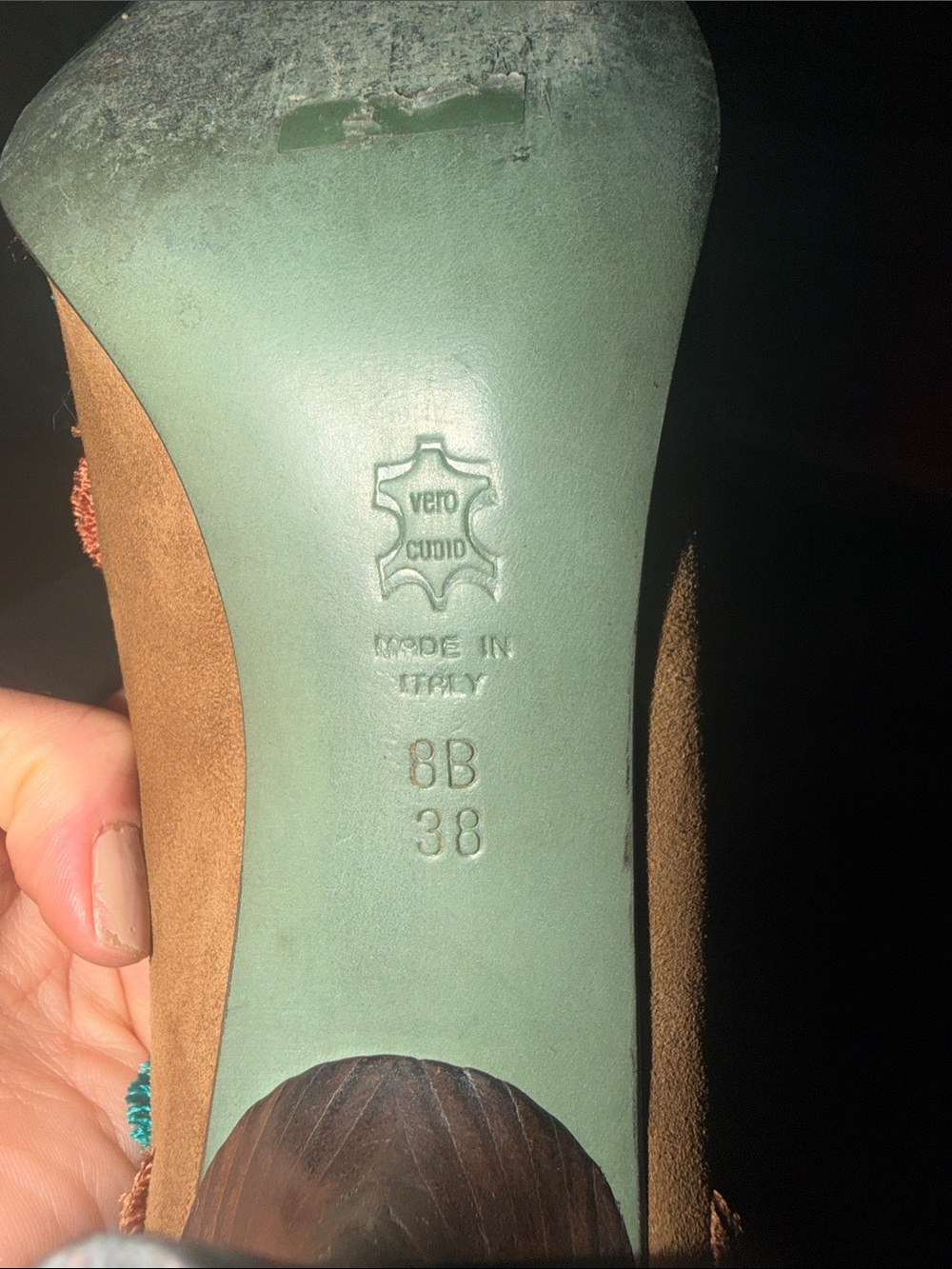BCBGMaxAzria Brown and Turquoise Floral Velvet Pumps - Picture 6 of 9